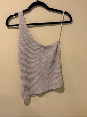 Le Lis One-Shoulder Cream Knit Top